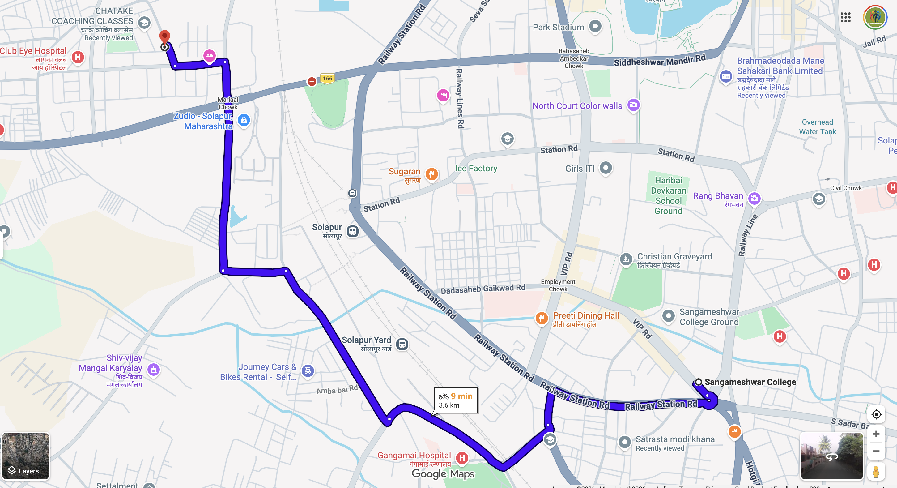 Route from Sangameshwar College to Chatake Innoworks