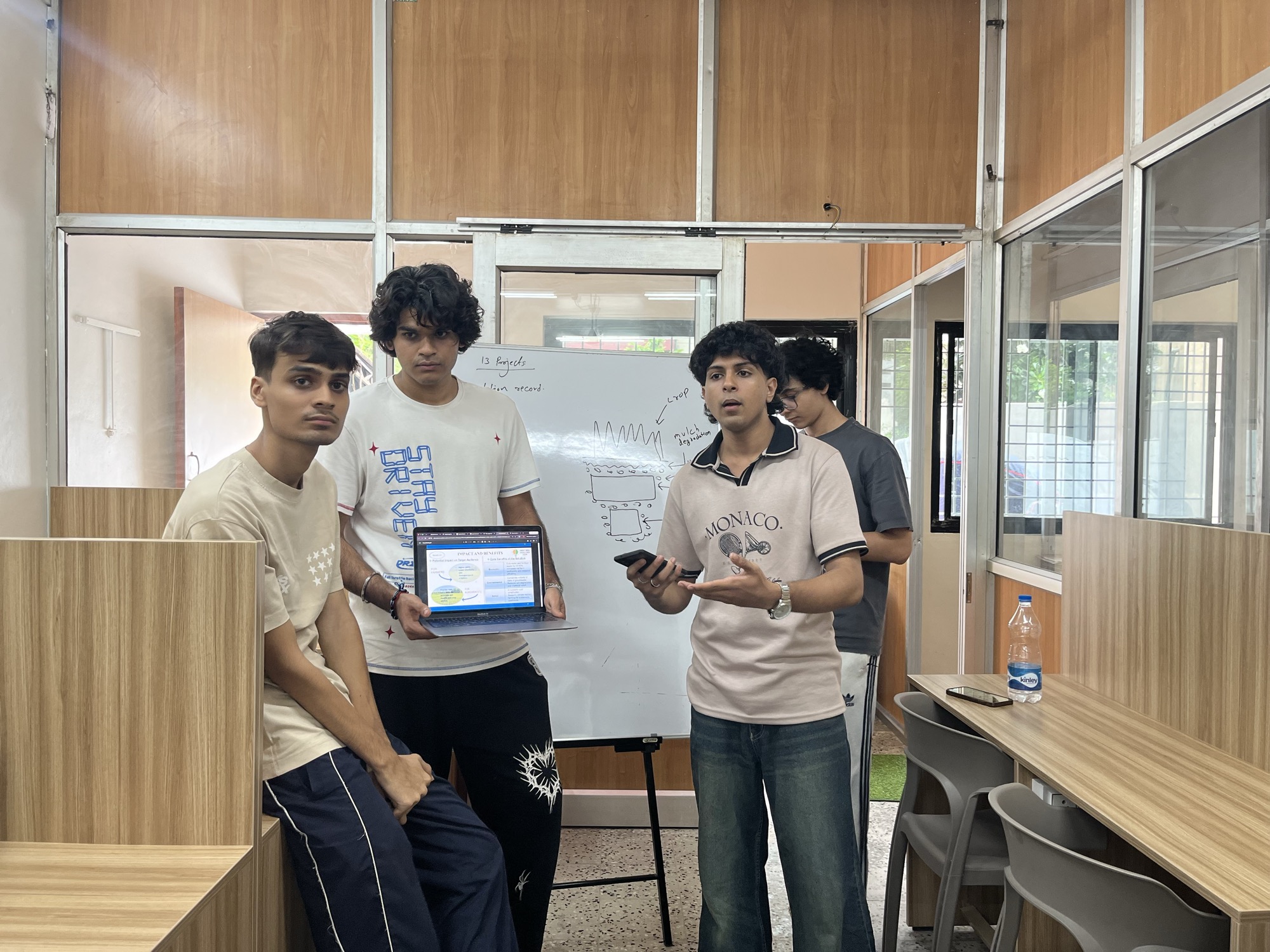 Visiting students presenting their project in the learning studio
